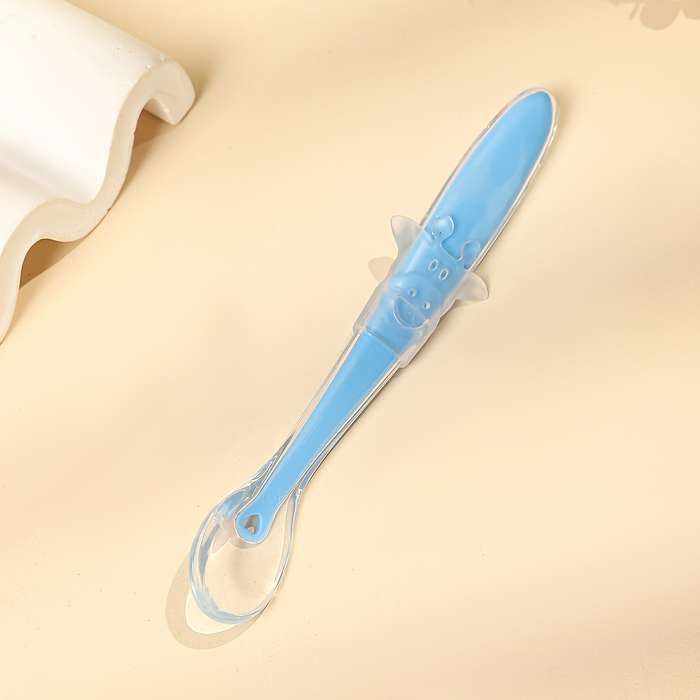 1pc Baby Silicone Spoon Food Grade Feeding Spoon with Bright Pink Color White Blue Green Co
