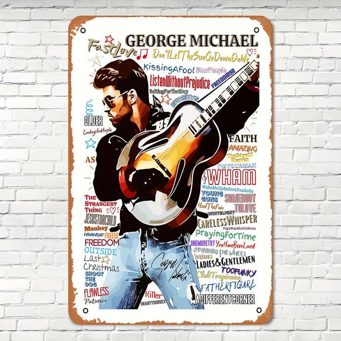 1pc George Michael Iconic Rock Metal Sign Vintage Style Iron Wall Art 20.32x30.48 cm Poster wit