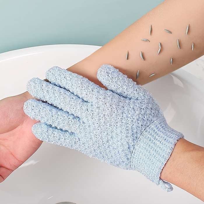 1 Pair Blue Shower Gloves Warm Gloves
