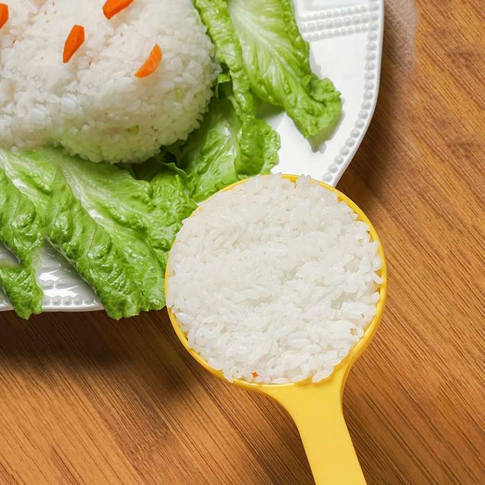 1pc Bright Yellow Half-Circle Shaped Rice Paddle Durable Plastic Kitchen Tool with Ergonomic