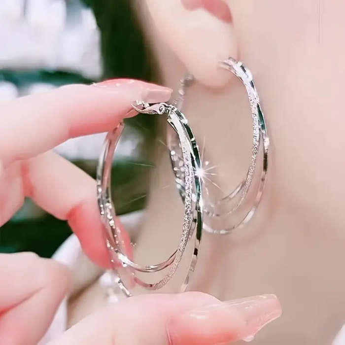 3 Silver Circle Hoop Earrings
