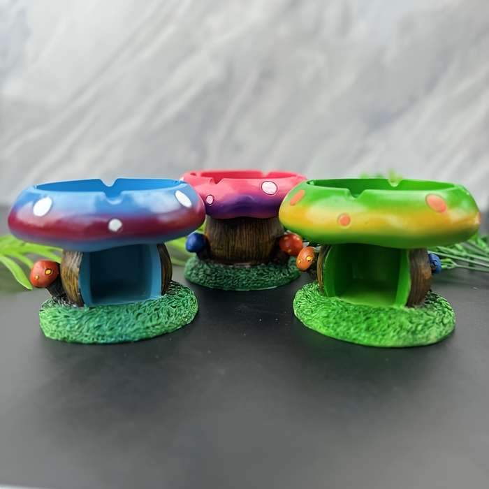 1pc Exquisite Mushroom Resin Ashtray Mushroom Cartoon Ashtray Mushroom Creative Fashion Asht
