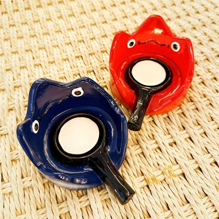 1pc Bohemian Resin Flame-Shaped Decorative Ashtray with Dual Handles Red Black Irregular Ho