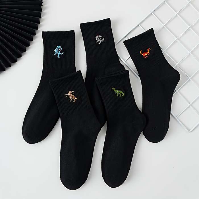 5 Pairs Of Black One Size High Elastic Socks