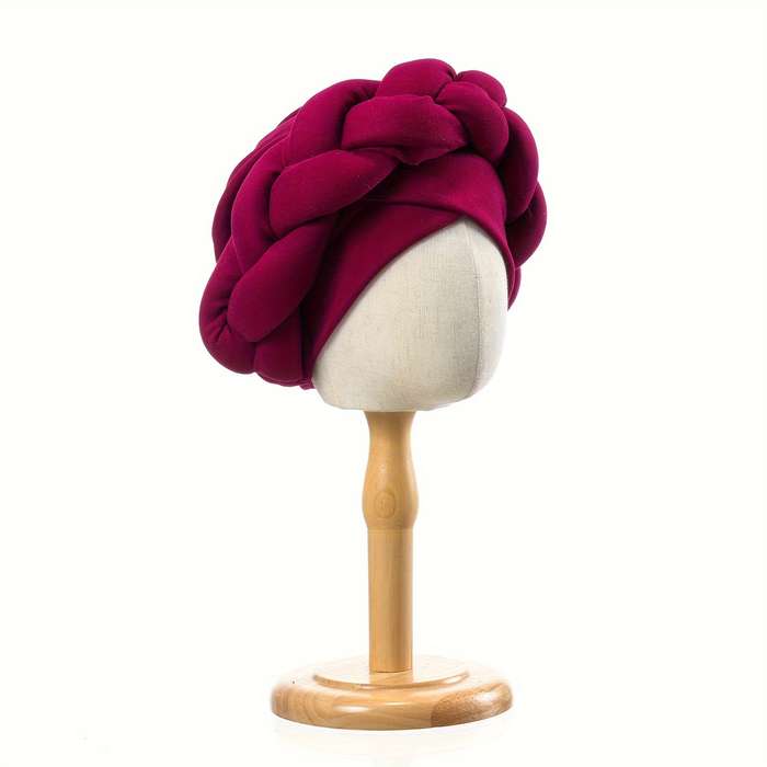 1pc Thick Braided Urban Polyester Fiber Turban Hat Thick Braided Elastic Hand Washable Light