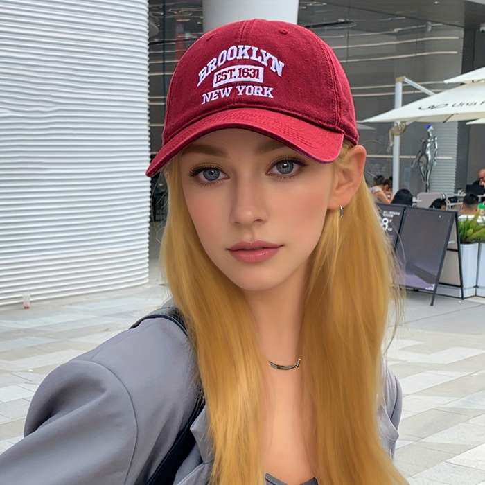 1pc Brooklyn NY Embroidered Baseball Cap Unisex Polyester Cotton Blend Lightweight Breathable Spo