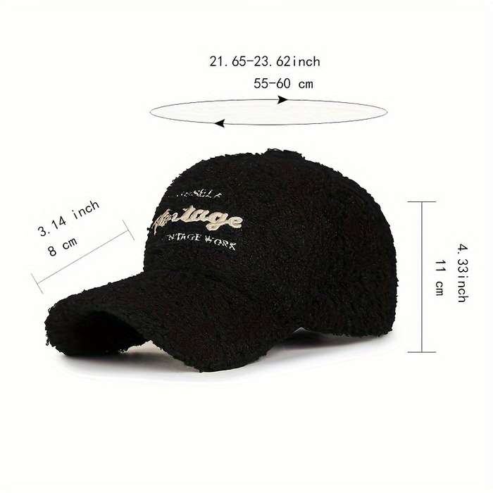1pc 1 Vintage-Inspired Authentic Vintage Baseball Cap Cozy Beige Fleece 100% Polyester Hand-W