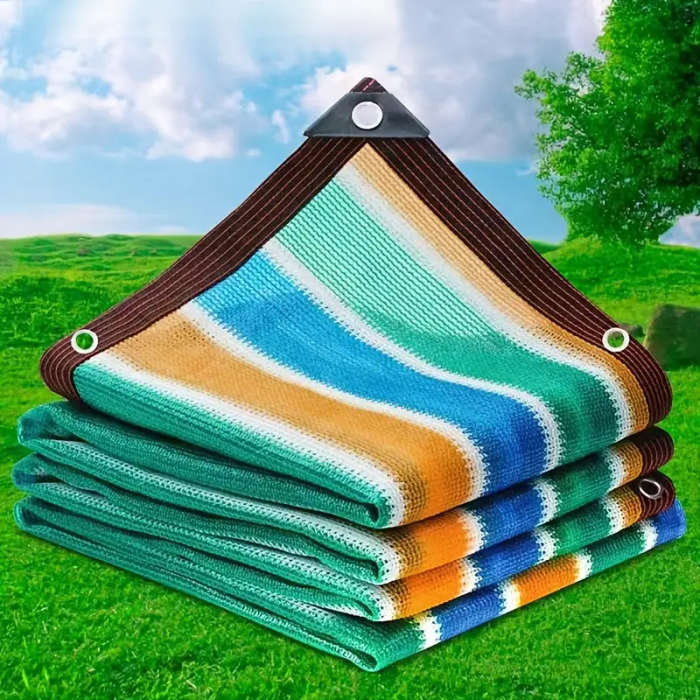1pc Colorful Striped High-Density Breathable Sun Shade Net Size 200x400cm Durable Plastic Outdoor