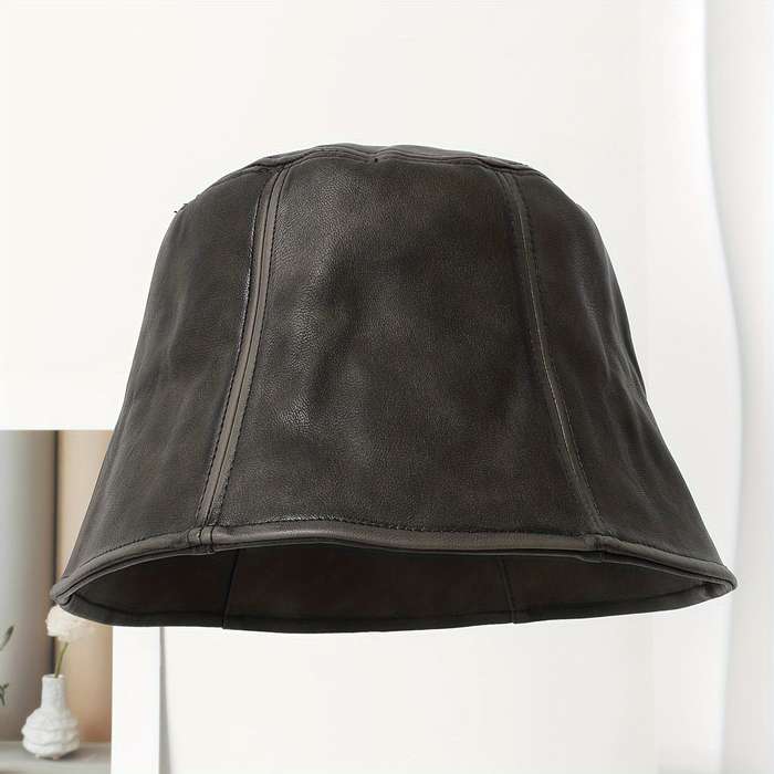 1pc New PU Leather Fisherman Hat Outdoor Light Luxury Fashion Sunshade Anti-Aging Duckbill Hat Inte