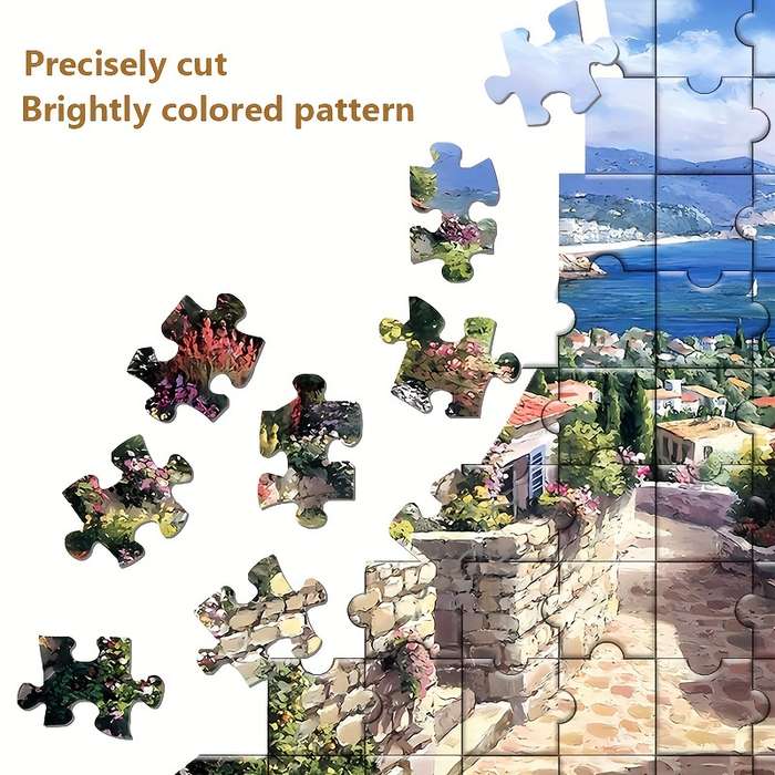 1000pcs Jigsaw Puzzle 50.04x70.1 cm Coastal Village Scene High-Definition Print