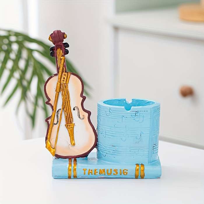 1pc Vintage Violin Ashtray Unique Resin Craft for Home Bar Decor Romantic Gift Idea