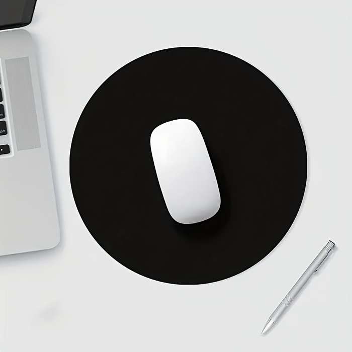 1pc Round Faux Leather Mouse Pad Sleek Black Smooth Surface for Precision Tracking