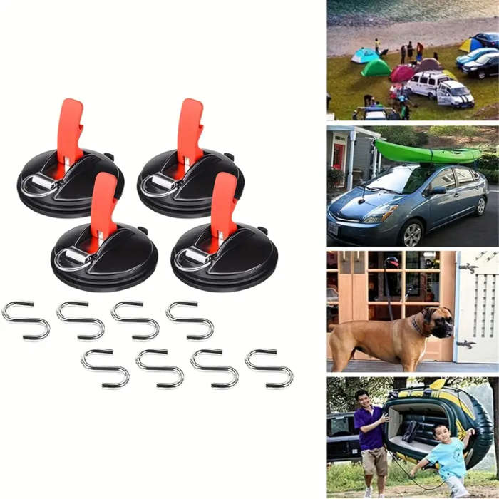 With Hook, Vacuum Fixed Suction Cup, Heavy Duty Car Suction Cup with Hook, 1 Suction Cup with 2 S-Sh