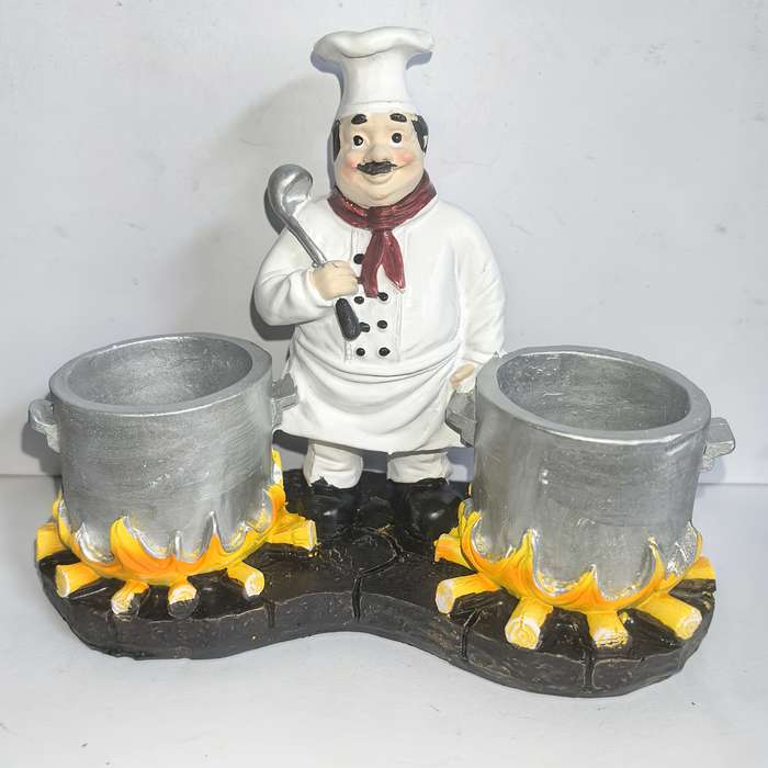 1pc Chef-Inspired Pepper Shaker Kitchen Decor Whimsical Resin Cookware Set with Lid Holder S