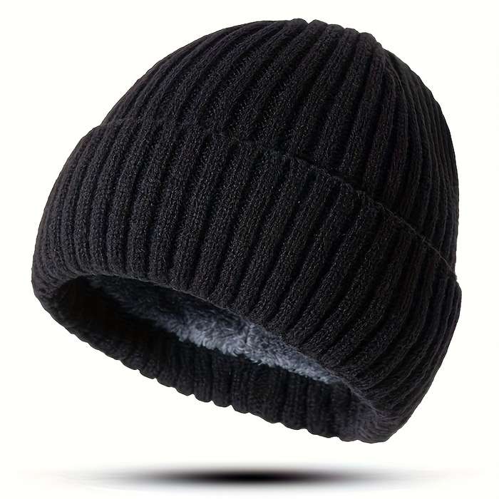 1pc Winter Warmth Unisex Knit Beanie Hat with Folded Cuff Acrylic 95% Polyester 5% Elastic