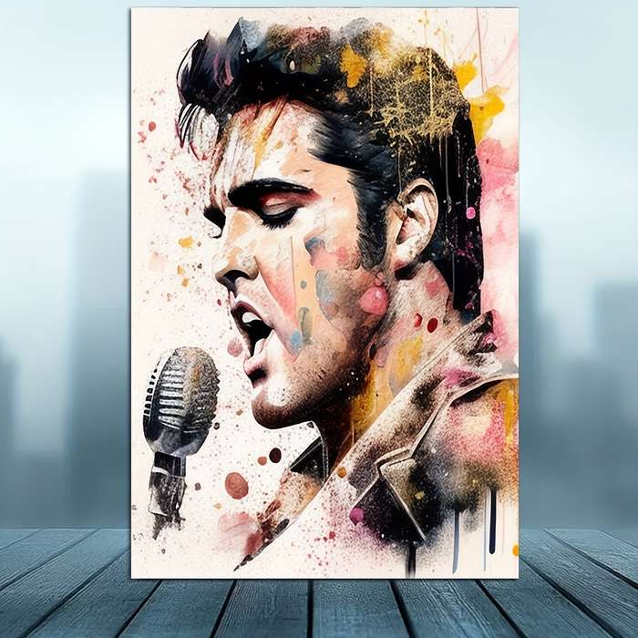 1pc  Frameless Elvis Presley Watercolor Canvas Wall Art Poster 30.48x45.72 cm Vibrant Colors