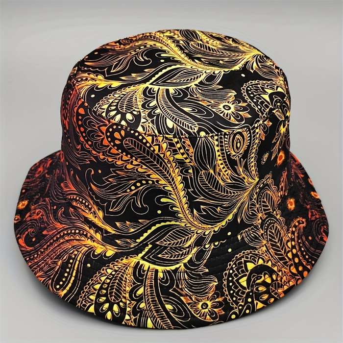 1pc A Digital Printed Feather Pattern Bucket Hat a Cartoon Y2K Fisherman Hat And a Reversible Sun