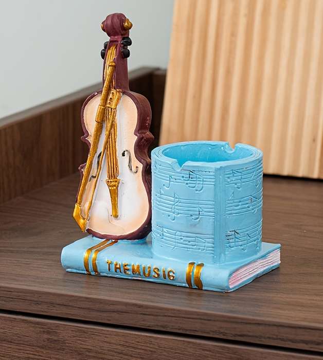 1pc Vintage Violin Ashtray Unique Resin Craft for Home Bar Decor Romantic Gift Idea