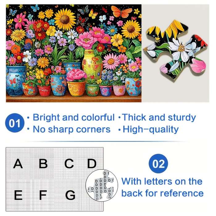 1000pcs Floral Fantasy Jigsaw Puzzle Vibrant Flowers and Butterflies Design Scratc