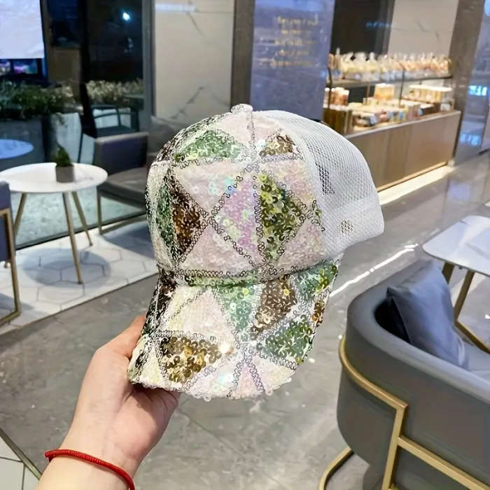 Women's Colorful Sequined Baseball Cap