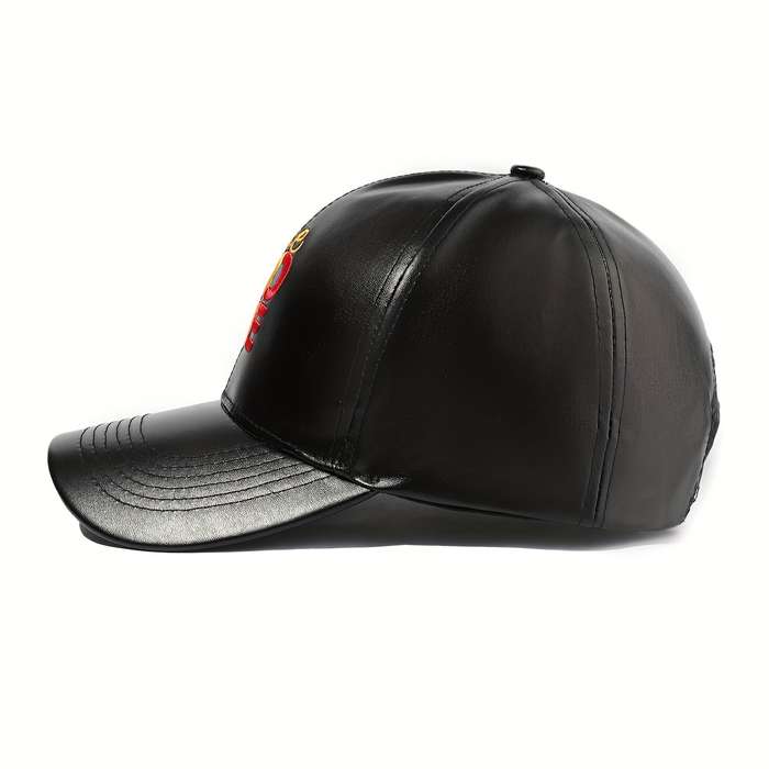 1pc Street Personality Simple PU Leather ONE LOVE Embroidered Baseball Cap Suitable for Outdoor