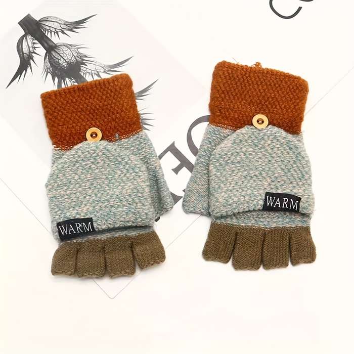 1 Pair Blue Warm Gloves