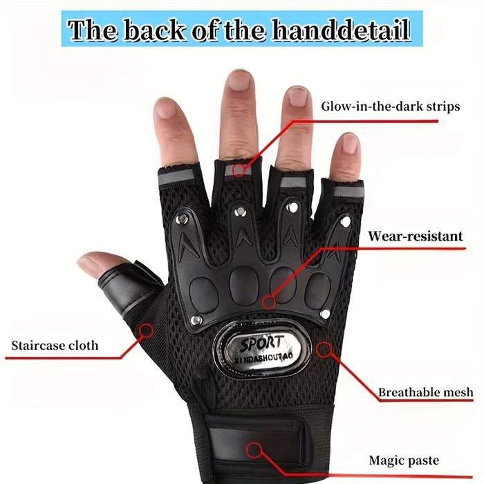 1 Pair Black Outdoor Sports Gloves
