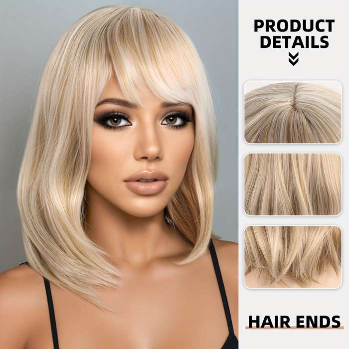 1Pc Light Goldena 40.64cm Fashion Design Wig