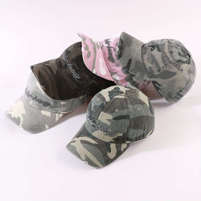 1pc 1 Adjustable Camouflage Baseball Cap with Dad'S Dream Embroidery Stylish Sun-Protective V