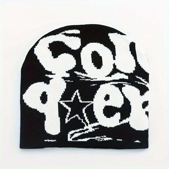 1pc Unisex Knit Beanie Trendy cope Letter Design Windproof Street Style Hat for All Season