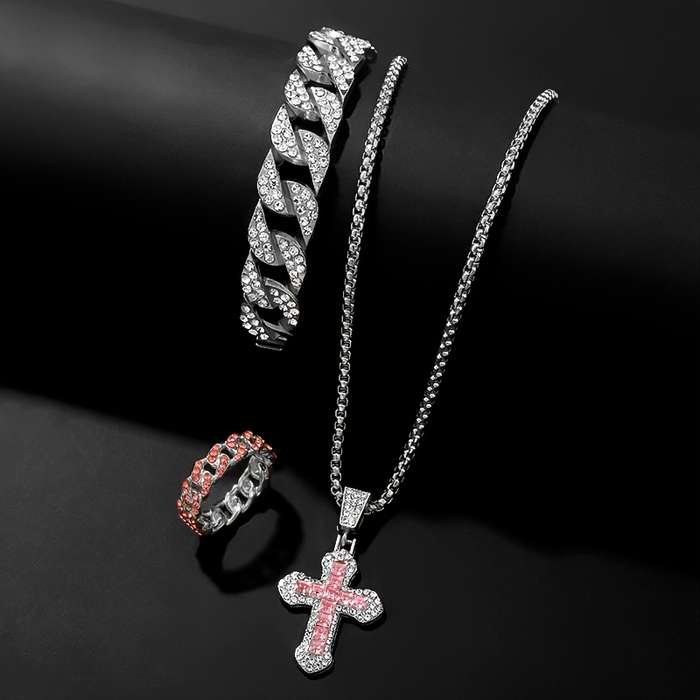 1 Piece Silvery Pink Jesus Theme Pendant
