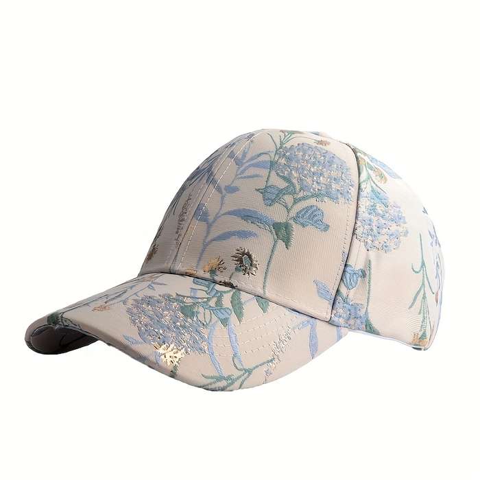 1pc Adjustable Women's Floral Dandelion Golden Thread Jacquard Baseball Cap Breathable Polyeste