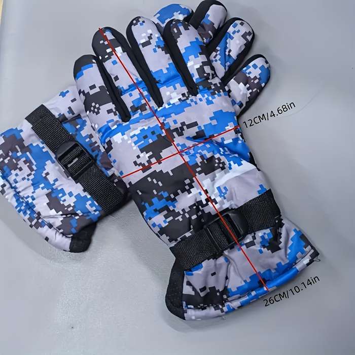 1 Pair Camouflage Grey Warm Gloves