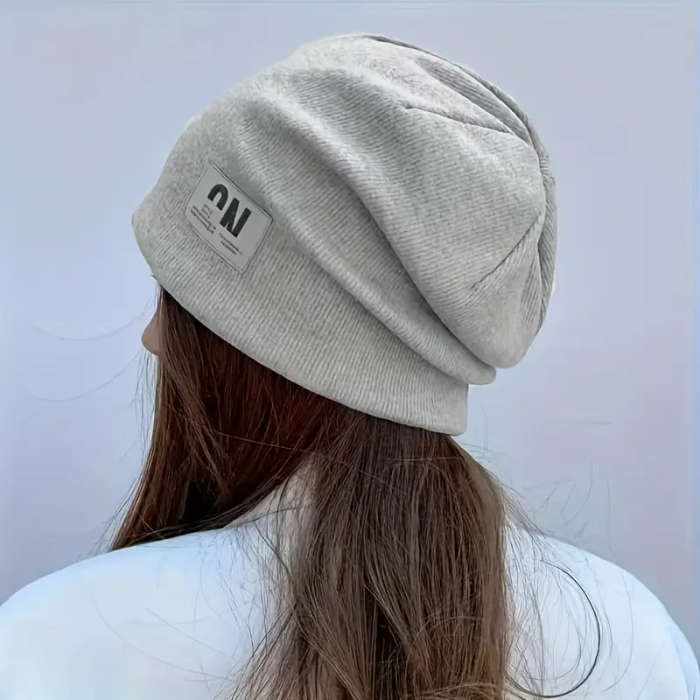 Women's Autumn And Winter Simple Label Slim Loose Knitted Hat Solid Color Warm Ear Protection Stretc