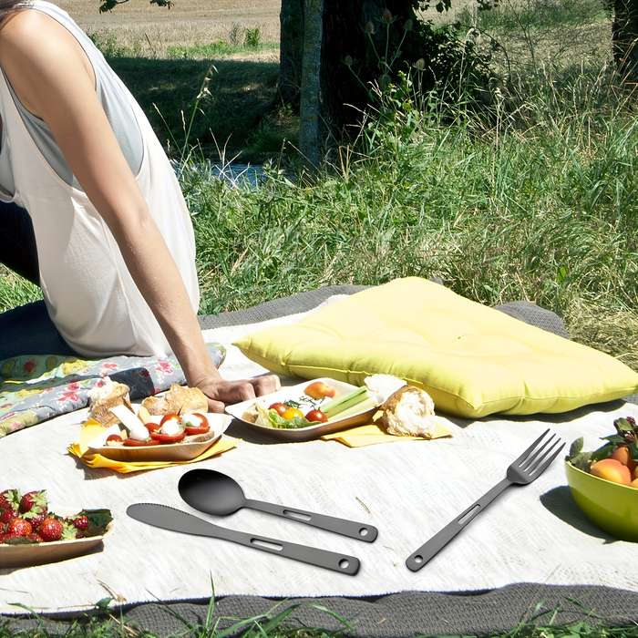 6pcs Stainless Steel Outdoor Camping Cutlery Set Modern Minimalist Design 2 Forks 2 Knives 2