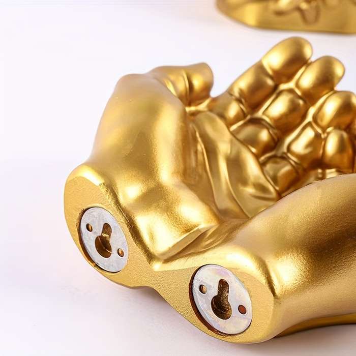 1pc Elegant Golden Hand-Shaped Resin Ashtray with Colorful Macaron Display Abstract Wall-Mounted