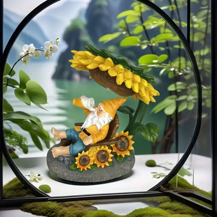 Solar Garden Gnome Statue