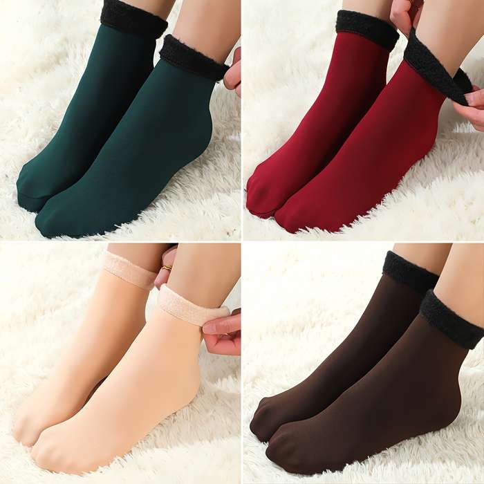 Sock Mixed Color 6 Pairs  Fleece Warmth   One Size