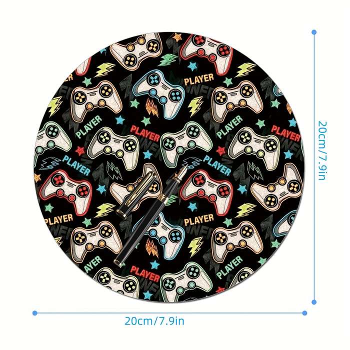 1pc Gamepad Design Round Mouse Pad Non-Slip Rubber Base Perfect for Gamers Office Us