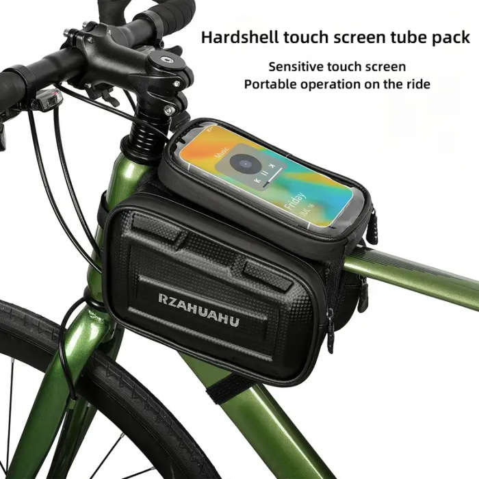 1pc Large-Capacity Bike Front Frame Bag Waterproof Adjustable Strap EVA Material Perfect for Road Mo