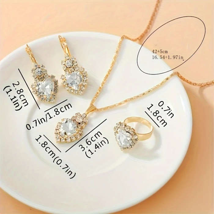 5pcs set Women's Quartz Watch Set Elegant Chic Shiny Rhinestones PU Leather Perfect Gift