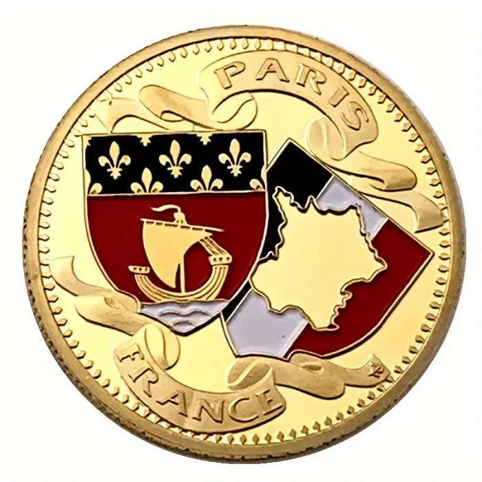 Paris Eiffel Tower Commemorative Coin 32MM Wide WITH CAPSULE