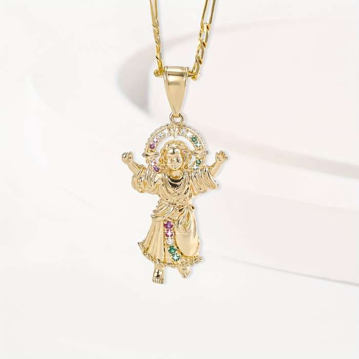 1 Piece Golden Yellow White Jesus Theme Pendant