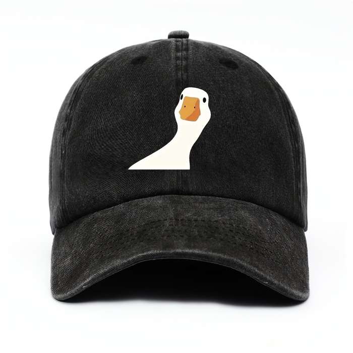 1pc Women'S Cartoon Goose Print Cotton Baseball Cap Adjustable Fit Breathable Sports Hat Han