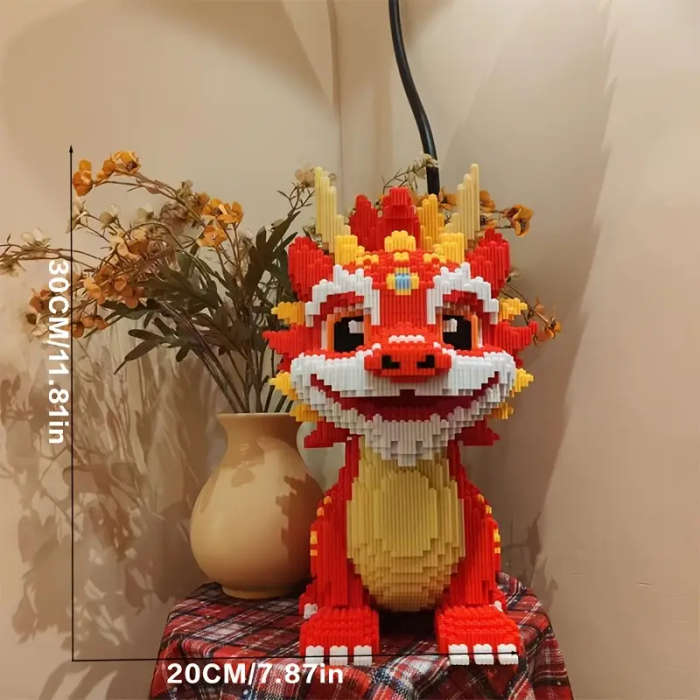8120 Piece Red Kylin Dragon Building Kit - Colorful Animal Series Model, Challenging Puzzle Craft