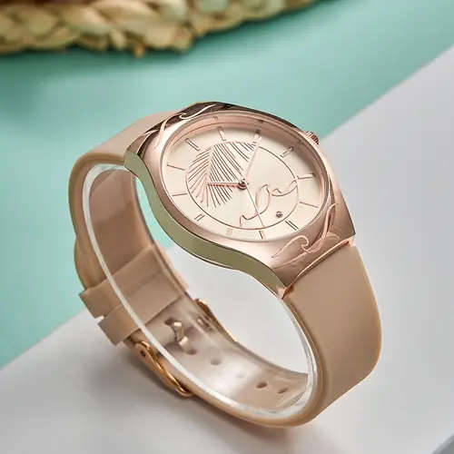 1pc Elegant Women's Quartz Watch Silicone Strap Zinc Alloy Case Non-Wireless Non-Rechargeable Batter