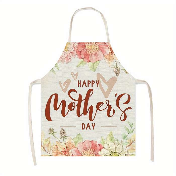 1pc Creative Simple Mother's Day Alphabet Flower Print Apron Mother's Day Gift Outdoor BBQ Apro