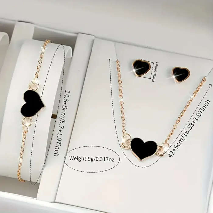 Lovely 5-Piece Women's Watch And Heart Jewelry Set