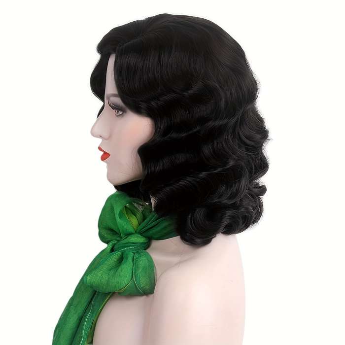 1Pc Black 35.56cm Fashion Design Wig