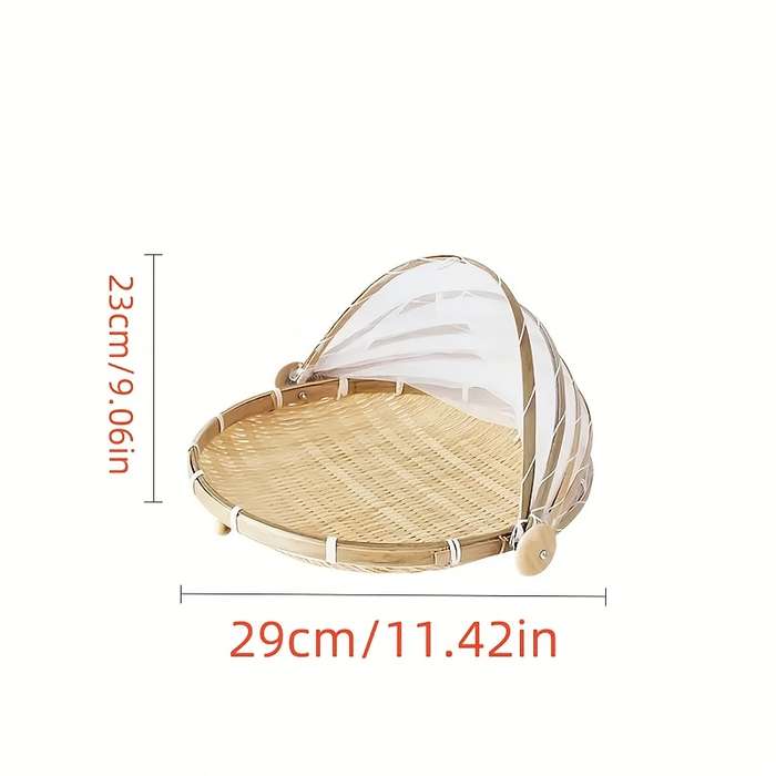 1pc Faridabio Bamboo Storage Basket Rustic Handmade Bamboo Storage Basket Porous Design Dustpr